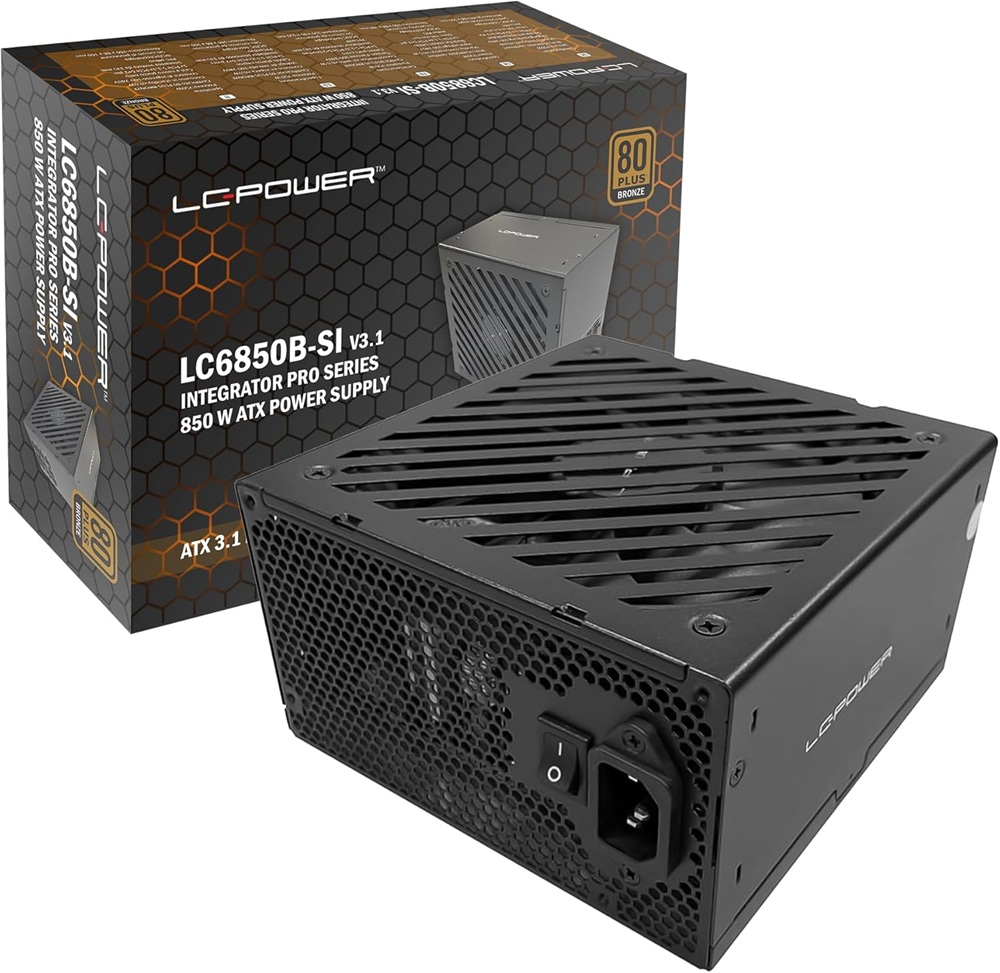 Fonte de Alimentação LC6850B-SI 850W PFC 80 PLUS Bronze (Preto) - LC-POWER