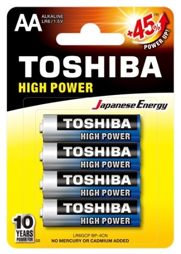Blister 4 Pilhas Alcalinas 1,5V LR6 AA - TOSHIBA