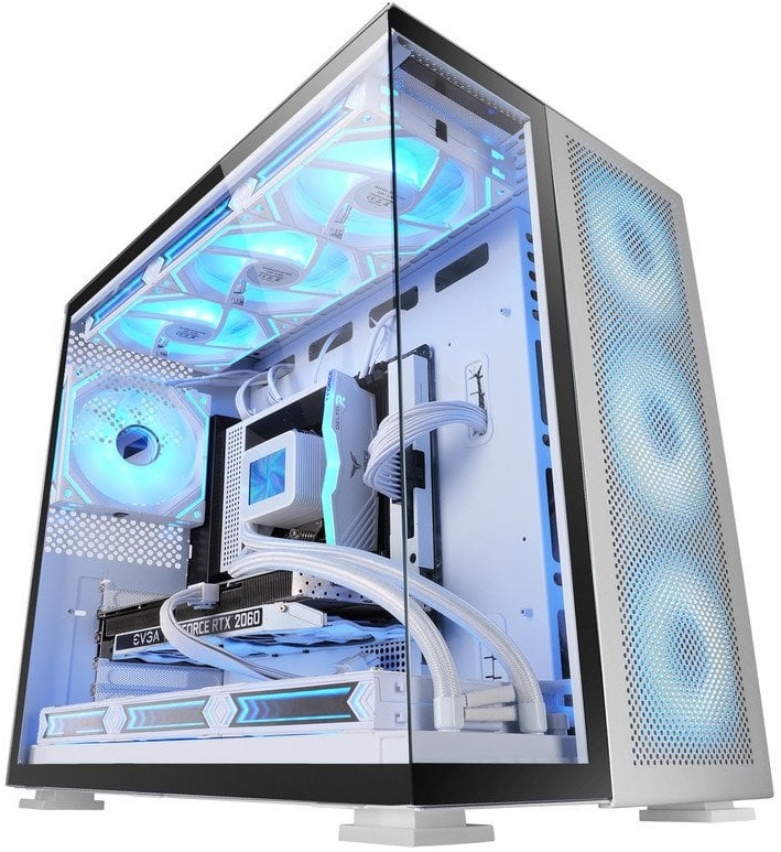 Caixa Extended-ATX MC-NOVA2 XXL Frameless Dual Vidro Temperado (Branco) - MARS GAMING