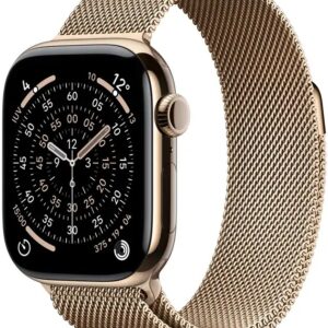 Apple Watch Series 11 GPS + Cellular 42mm Dourado c/ Bracelete Loop Milanesa Aço Inoxidável Dourada