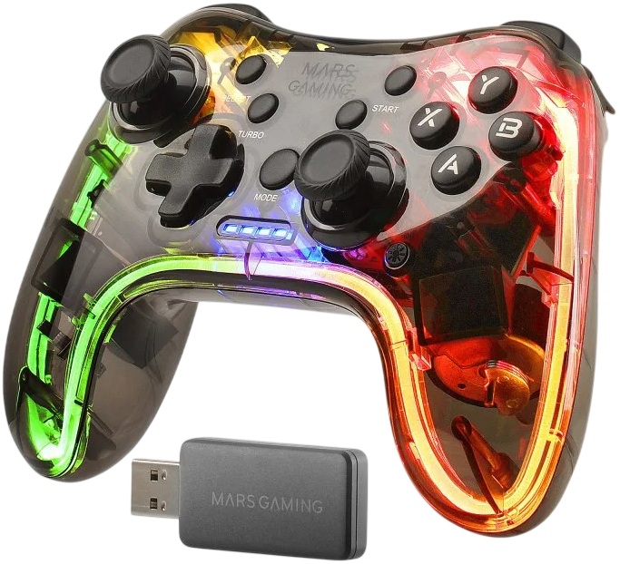 Comando Gamepad MGP-24 Wireless RGB (Transparente) - MARS GAMING