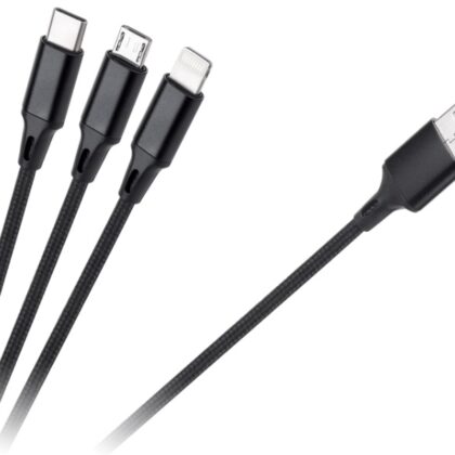 Cabo USB A Macho - 3-EM-1 USB C, Micro USB e Lightning (1 metro) - REBEL