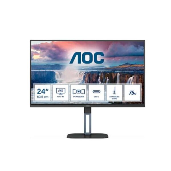 Monitor AOC 24" Ips 16:9 Ful HD Hdmi Dp Usb-C 1Ms 75Hz Multimédia - Preto