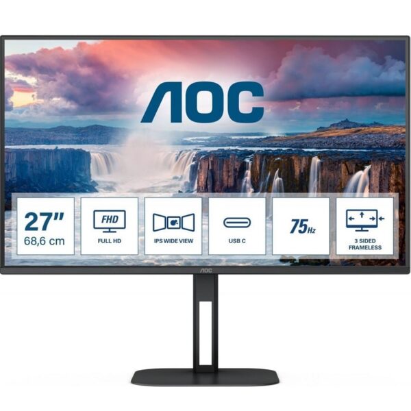Monitor AOC 27" Ips 16:9 Full HD Hdmi Usb-C Multimédia Preto
