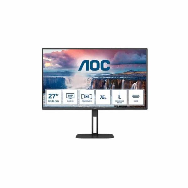 Monitor AOC 27" Ips 16:9 QHD Hdmi Dp Usb-C Multimédia Preto