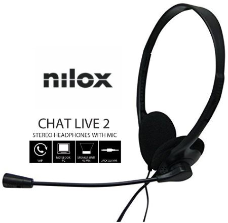 Headset Jack Intra-auditivo Chat Live 2 (Preto) - NILOX