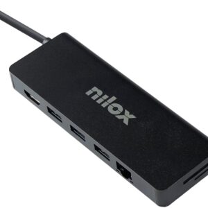 Hub USB-C 8-EM-1 (3x USB 3.0 + 1x MicroSD + 1x RJ45 + 1x HDMI + 1x SD + 1x USB-C 100W) - NILOX