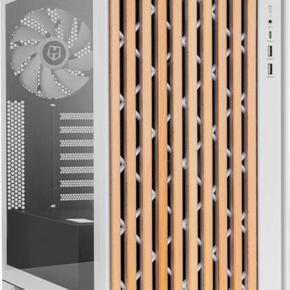Caixa ATX Hummer Element Elegant Wood Tempered Glass (Branco) - NOX