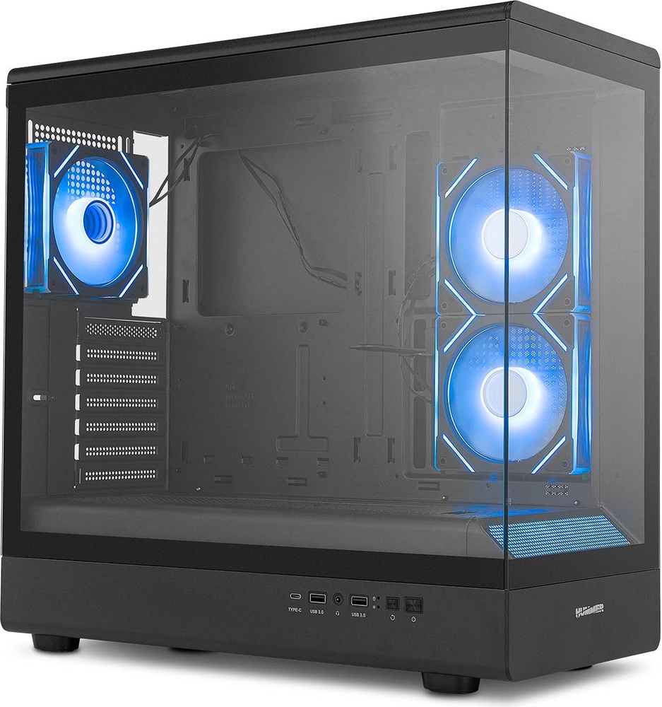 Caixa ATX Hummer Signal ARGB Frameless Tempered Glass (Preto) - NOX