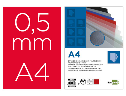 Tapa Encadernação Polipropileno A4 0.5mm Vermelho Opaco (100 Unidades)