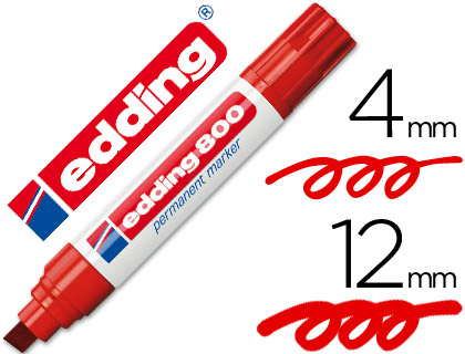 Marcador Edding Marcador Permanente 800 Vermelho -Ponta Biselada 12 mm