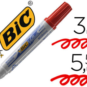 Marcador Bic Velleda Ponta Biselada Vermelho p/ Quadro Branco