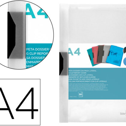 Bolsa Dossier Com Clip Lateral Din A4 Transparente 30 Folhas