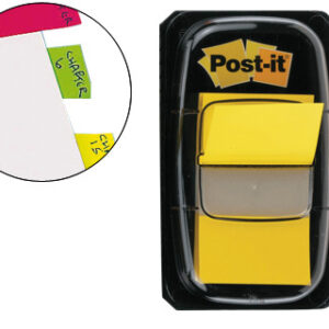 Bandas Separadoras Post-It Index 3M, 25,4X43,1 mm, Amarelo -Dispensador de 50 Unidades