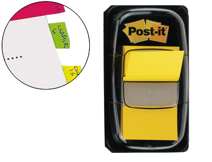 Bandas Separadoras Post-It Index 3M, 25,4X43,1 mm, Amarelo -Dispensador de 50 Unidades