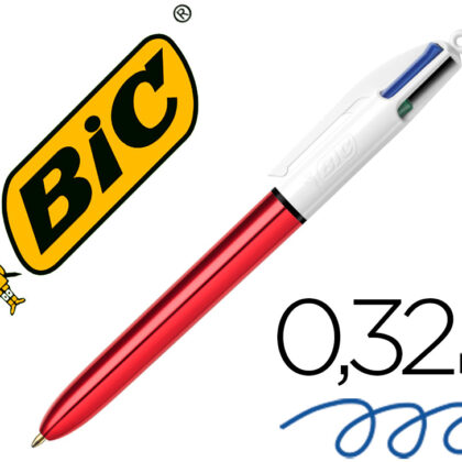 Esferografica Bic Quatro Cores Shine Vermelho Ponta De 1 Mm - BIC