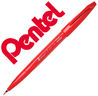 Marcador / Pincel Touch Para Caligrafia (Vermelho) - PENTEL