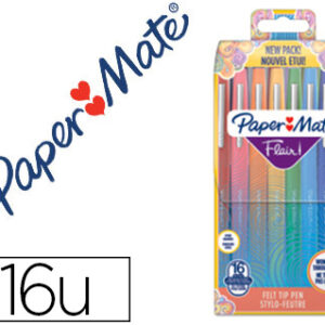 Marcador Flair Original Ponta Feltro Tropical Estojo Rigido De 16 Unidades Cores Sortidas - PAPERMAT