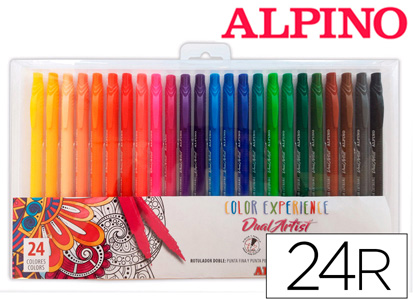 Marcador Alpino Dual Artist Color Experience Caixa De 24 Unidades Cores Sortidas - ALPINO