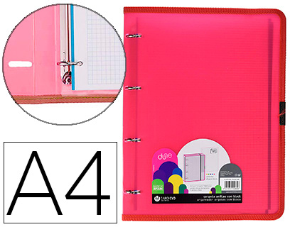 Pasta Dune 4 Aneis 20 Mm Polipropileno Rigido Din A4 Com Recarga 120 F Cor Vermelho - CArquivo