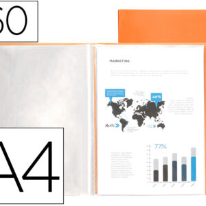Capa Catalogo 60 Bolsas Polipropileno Din A4 Laranja Fluor Opaco