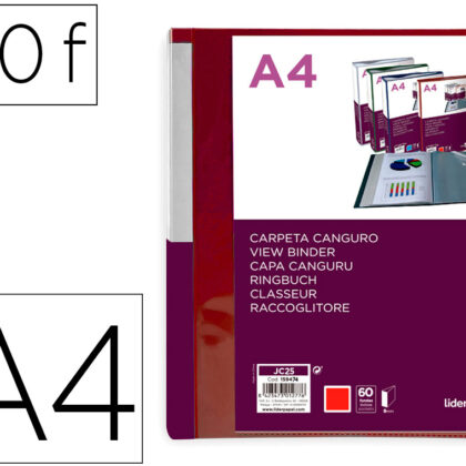 Pasta Canguru 60 Bolsas Polipropileno Din A4 Vermelho Translucido Capa E Lombada Personalizavel
