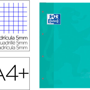 Recarga Cor 1 Din A4+ 80 Folhas 90 Gr Quadricula 5 Mm 4 Furos Cor Ice Mint - OXFORD