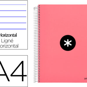 Caderno Espiral Din A4 Antartik Capa Forrada 120 F 100 Gr Pautado 5 Bandas Cor Coral - ANTARTIK