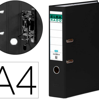 Pasta De Arquivo De Alavanca Chic Cartao Forrado Pvc Com Rado Din A4 Lombada De 80 Mm Preto - ELBA