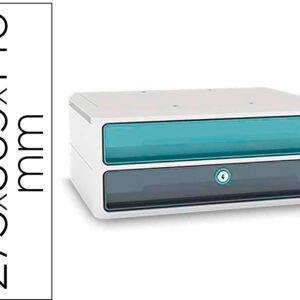 Bloco Classificador De Gavetas c/ Fechadura 2 Gavetas (Azul/Cinza) - CEP