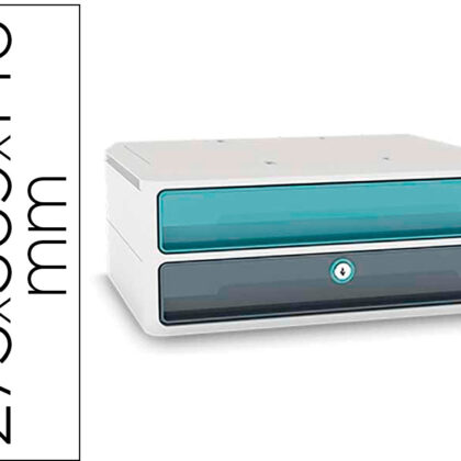 Bloco Classificador De Gavetas c/ Fechadura 2 Gavetas (Azul/Cinza) - CEP