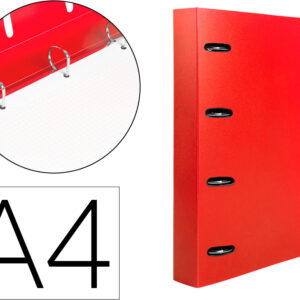 Pasta Com Recarga 4 Aneis 25Mm Polipropileno Din A4 Quadricula 100 Folhas 80G Vermelho Translucida