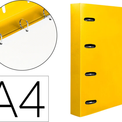 Pasta Com Recarga 4 Aneis 25Mm Polipropileno Din A4 Quadricula 5Mm 100 Folhas 80G Amarelo Opaca