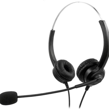 Auscultadores Headset Binaural Diadema c/ Microfone Cabo 2 mts - MEDIARANGE