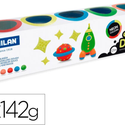 Plasticina Para Modelar Soft Dough Neon Caixa De 5 Frascos Cores Sortidas 142 G - MILAN