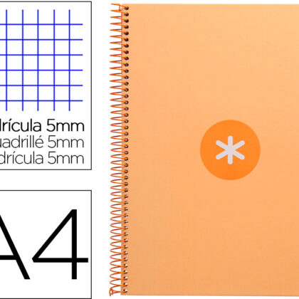 Caderno Espiral Din A4 Capa Forrada 80F 90 Gr Quadricula 5Mm 1 Banda 4 Furos - ANTARTIK