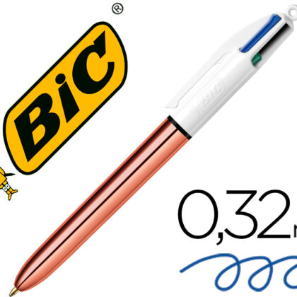 Esferografica Bic Quatro Cores Shine Ouro Rosa Ponta De 1 Mm - BIC