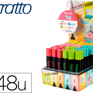 Expositor De 48 Unidades Marcador Video Pastel Fluorescente Cores Sortidas - TRATTO