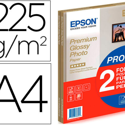 Papel Fotografico Epson Premiun Glossy Photo Acetinado Din A4 Promo 2 X 15 Folhas 225 Gr - EPSON