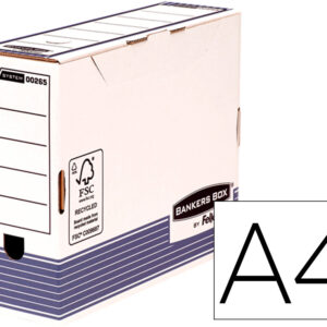 Caixa Arquivo Definitivo A4 Cartao Reciclado 100% Lombada 100 Mm Cor Azul - FELLOWES