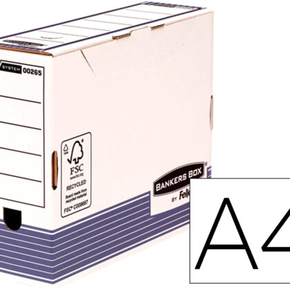 Caixa Arquivo Definitivo A4 Cartao Reciclado 100% Lombada 100 Mm Cor Azul - FELLOWES