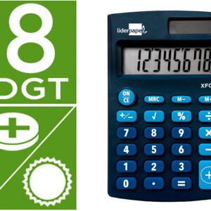 Calculadora De Bolso Xf06 8 Digitos Solar E Pilhas Cor Azul 98X62X8 Mm