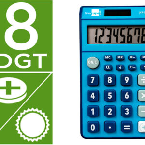 Calculadora De Bolso Xf09 8 Digitos Solar E Pilhas Cor Azul 115X65X8 Mm