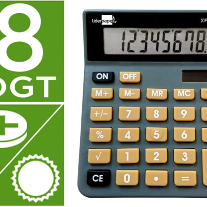 Calculadora De Secretaria Xf18 8 Digitos Solar E Pilhas Cor Cinza 127X105X24 Mm