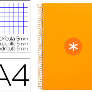 Caderno Espiral Din A4 Antartik Capa Dura 80 F 100 Gr Quadricula 5Mm Sem Bandas 4 Furos (Mostarda)
