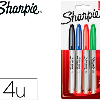 Marcador Sharpie Permanente Fino Ponta 1 Mm Blister 4 Unidades Cores Standard Sortidas - SHARPIE