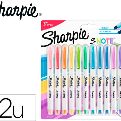 Marcador Permanente S-Note Ponta Biselada Traco 1,2/3,87 Mm Blister 12 Uni Cores Sortidas - SHARPIE