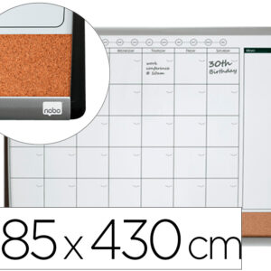 Planificador Mensal Nobo Magnetico + Tabuleiro De Cortica Horizontal Com Moldura Arqueada – NOBO