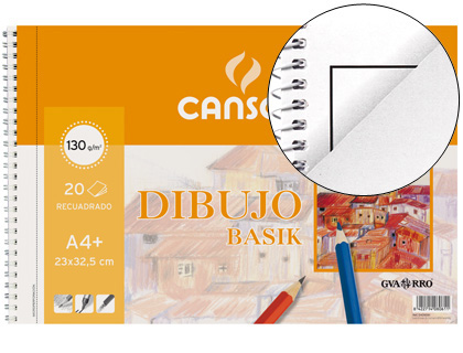 Bloco Desenho Canson Basik A4+ Espiral 20F Microp.-2 Furos c/ Esquadria