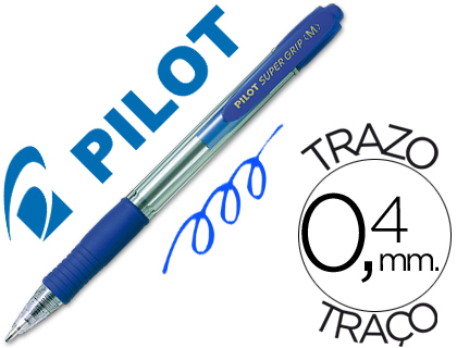 Caneta Pilot Super Grip Azul -Retratil -Com Grip-Tinta Base de Oleo